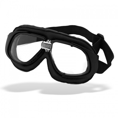 Bandit Classic Motorcycle Googles - Black with Clear Lens