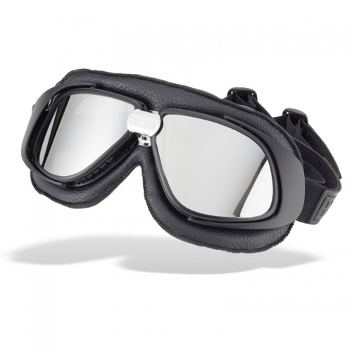 Bandit Classic Motorcycle Googles - Black with Mirror Chrome Lens