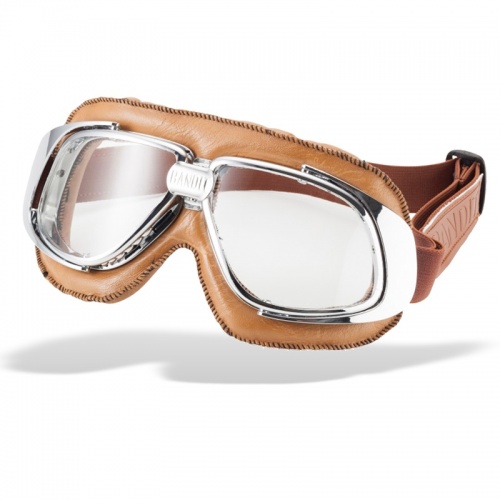 Bandit Classic Motorcycle Googles - Brown with Clear Lens