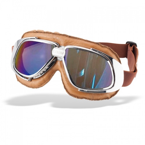 Bandit Classic Motorcycle Googles - Brown with Mirror Iridium Lens