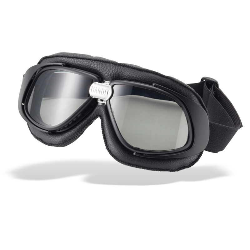 Bandit Classic Motorcycle Googles - Black with Smoked Lens