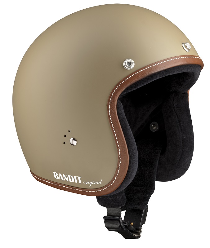 Bandit Jet ECE Satin Black Motorcycle Helmet Open Face 3 Snap Custom 